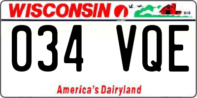 WI license plate 034VQE