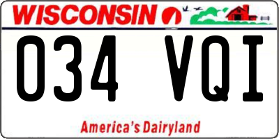 WI license plate 034VQI