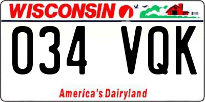 WI license plate 034VQK