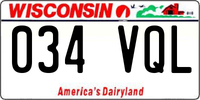 WI license plate 034VQL