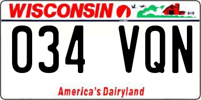 WI license plate 034VQN