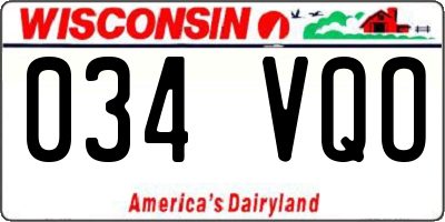 WI license plate 034VQO