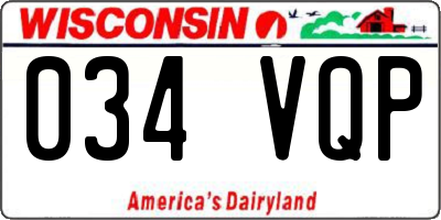 WI license plate 034VQP