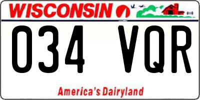 WI license plate 034VQR