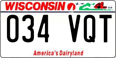 WI license plate 034VQT