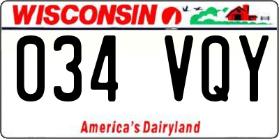 WI license plate 034VQY