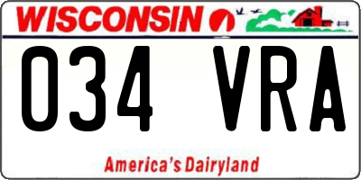 WI license plate 034VRA