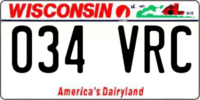 WI license plate 034VRC