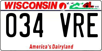 WI license plate 034VRE