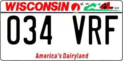 WI license plate 034VRF