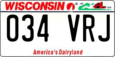 WI license plate 034VRJ