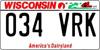 WI license plate 034VRK