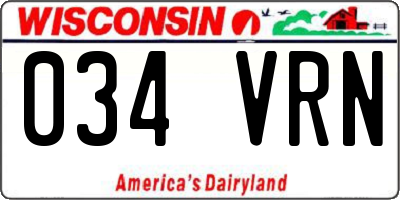 WI license plate 034VRN