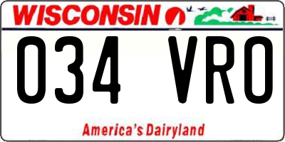 WI license plate 034VRO