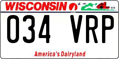 WI license plate 034VRP