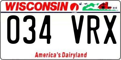 WI license plate 034VRX