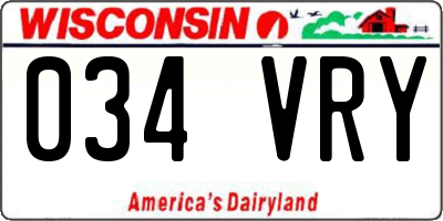 WI license plate 034VRY