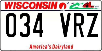 WI license plate 034VRZ