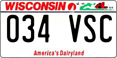 WI license plate 034VSC