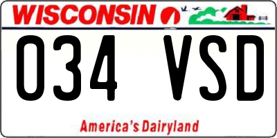 WI license plate 034VSD