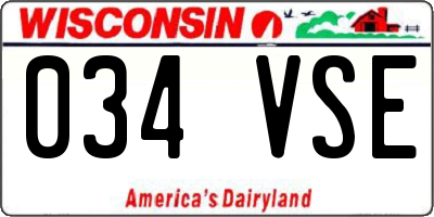 WI license plate 034VSE
