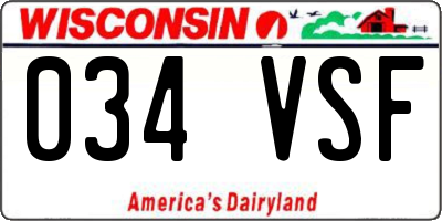 WI license plate 034VSF