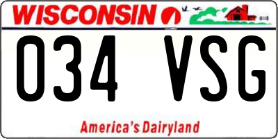 WI license plate 034VSG