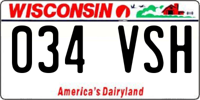 WI license plate 034VSH