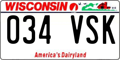 WI license plate 034VSK