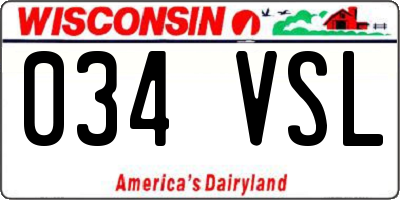 WI license plate 034VSL
