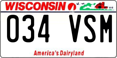 WI license plate 034VSM