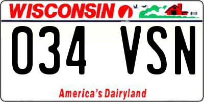 WI license plate 034VSN