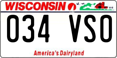 WI license plate 034VSO