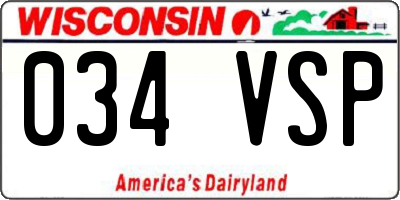 WI license plate 034VSP