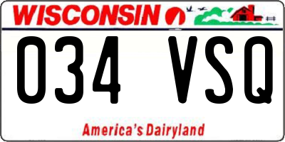 WI license plate 034VSQ