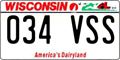 WI license plate 034VSS