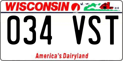 WI license plate 034VST