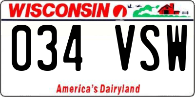 WI license plate 034VSW
