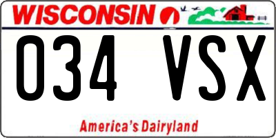 WI license plate 034VSX