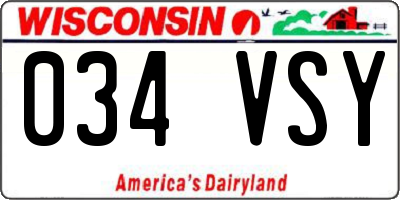 WI license plate 034VSY