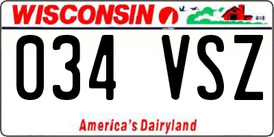 WI license plate 034VSZ