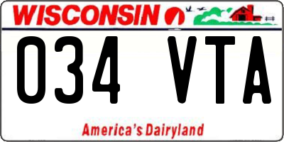 WI license plate 034VTA