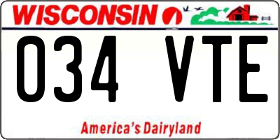WI license plate 034VTE
