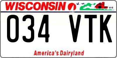WI license plate 034VTK