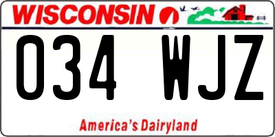 WI license plate 034WJZ