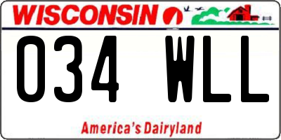 WI license plate 034WLL
