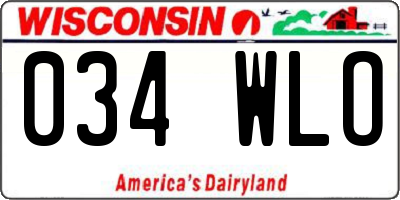 WI license plate 034WLO