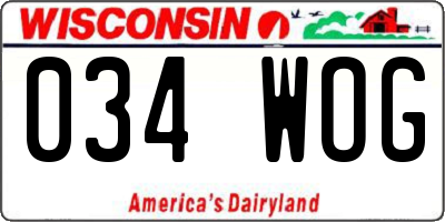 WI license plate 034WOG