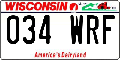 WI license plate 034WRF
