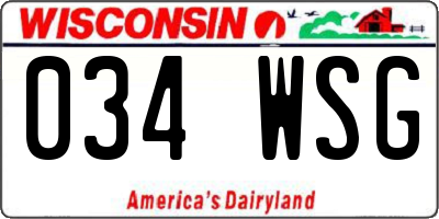 WI license plate 034WSG
